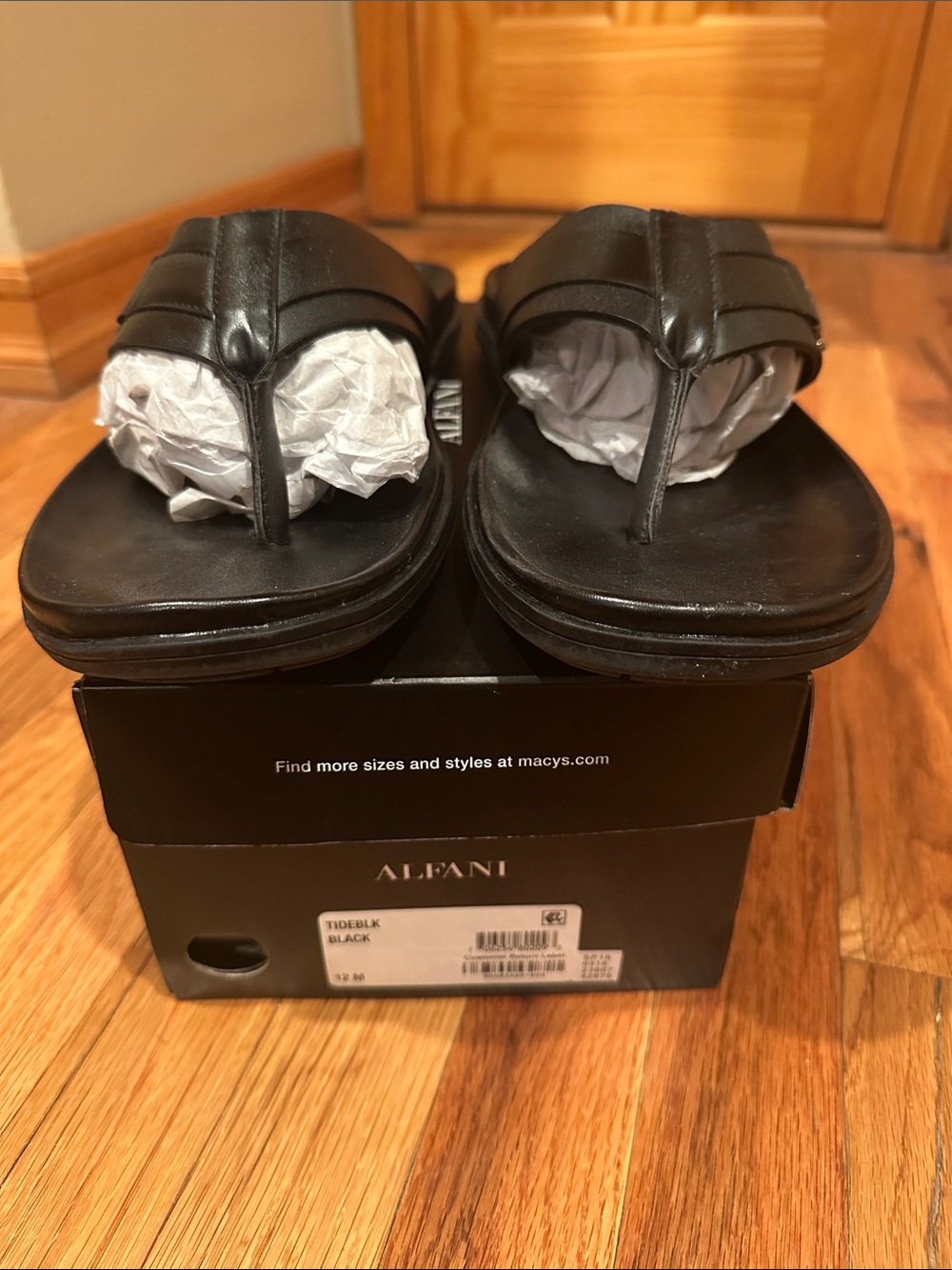 Alfani Black Men’s Leather Toe-Post Sandals